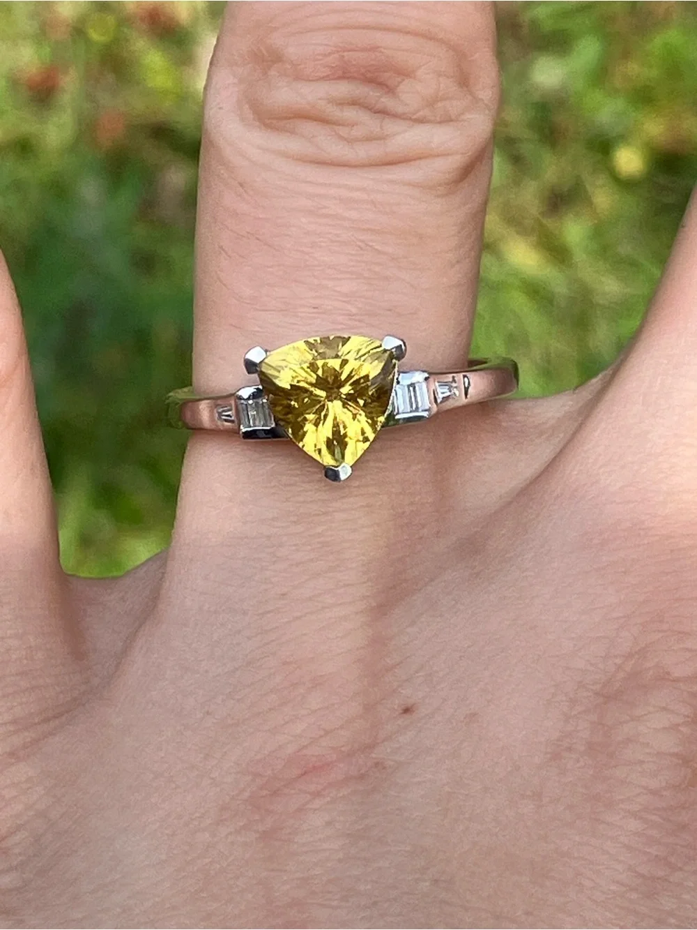 Golden Apatite Moissanite Ring Size 8